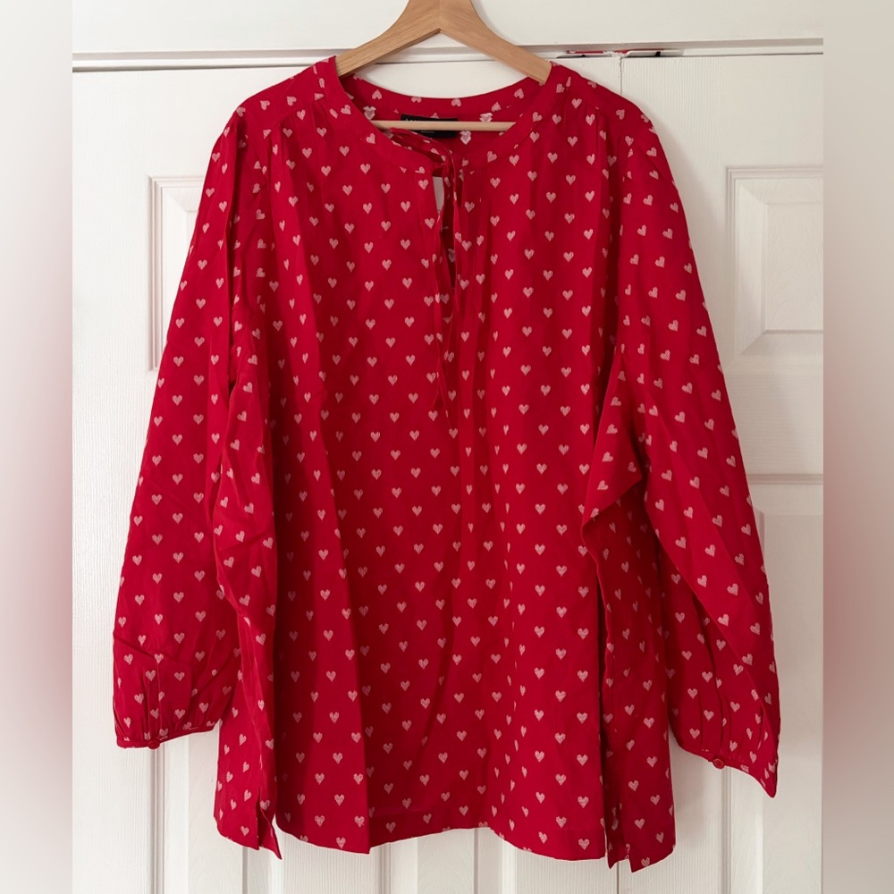 Lane Bryant Red Heart Pattern Blouse‎ Size 24 NWT